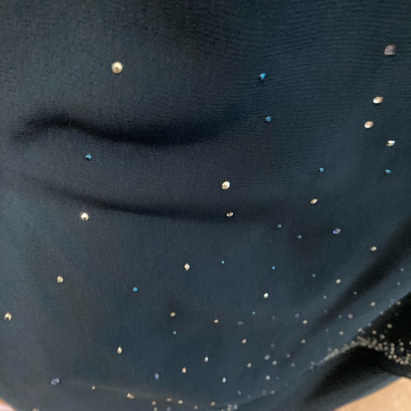 Ursula of Switzerland teal chiffon sparkles layered dress - Picture 4 of 11